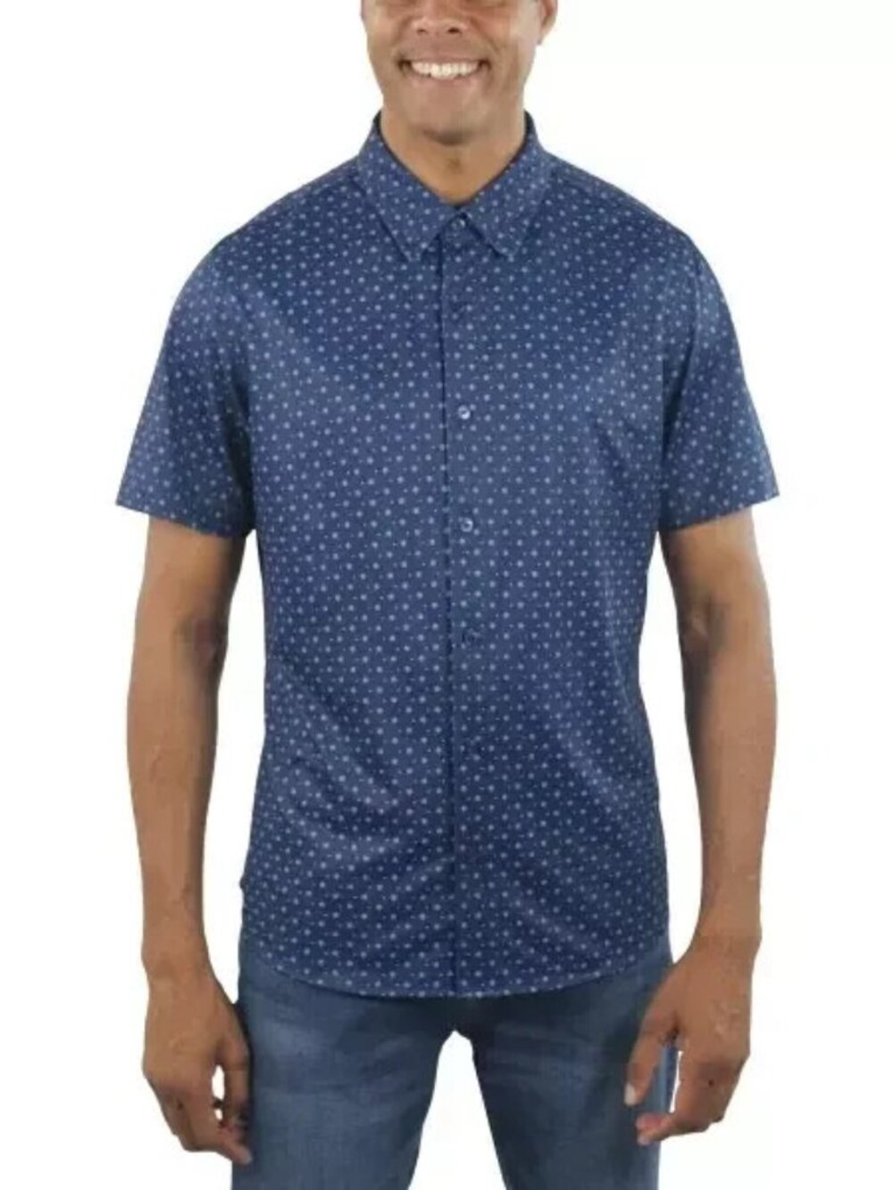 Jachs New York Men's Short Sleeved Shirt, Color Blue, Size L